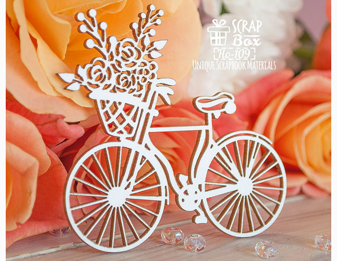 Чипборд велосипед с корзиной цветов Ho-109
